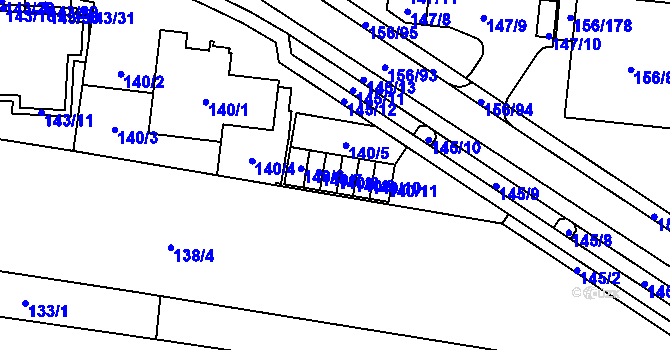 Parcela st. 140/8 v KÚ Sadová, Katastrální mapa