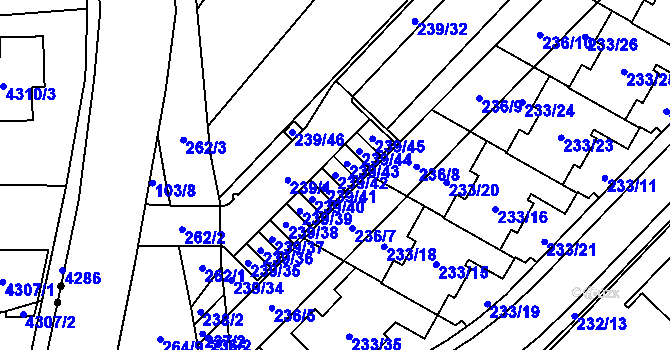 Parcela st. 239/42 v KÚ Sadová, Katastrální mapa