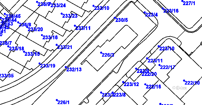 Parcela st. 226/3 v KÚ Sadová, Katastrální mapa