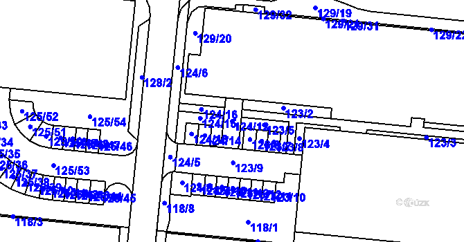Parcela st. 124/12 v KÚ Sadová, Katastrální mapa