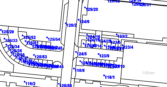 Parcela st. 124/13 v KÚ Sadová, Katastrální mapa