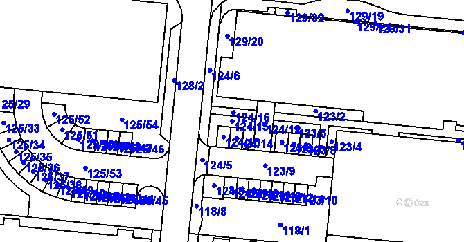 Parcela st. 124/15 v KÚ Sadová, Katastrální mapa