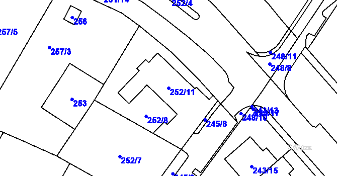Parcela st. 252/11 v KÚ Sadová, Katastrální mapa