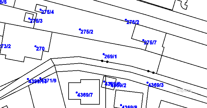 Parcela st. 269/1 v KÚ Sadová, Katastrální mapa