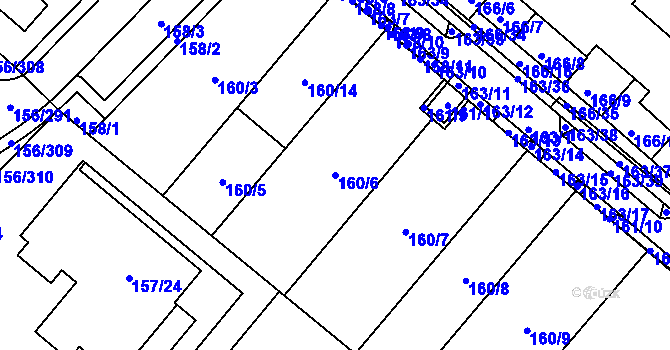 Parcela st. 160/6 v KÚ Sadová, Katastrální mapa