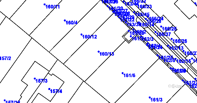 Parcela st. 160/13 v KÚ Sadová, Katastrální mapa