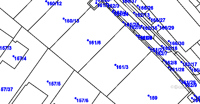 Parcela st. 161/5 v KÚ Sadová, Katastrální mapa