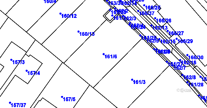 Parcela st. 161/6 v KÚ Sadová, Katastrální mapa
