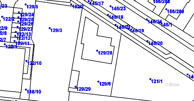 Parcela st. 129/28 v KÚ Sadová, Katastrální mapa