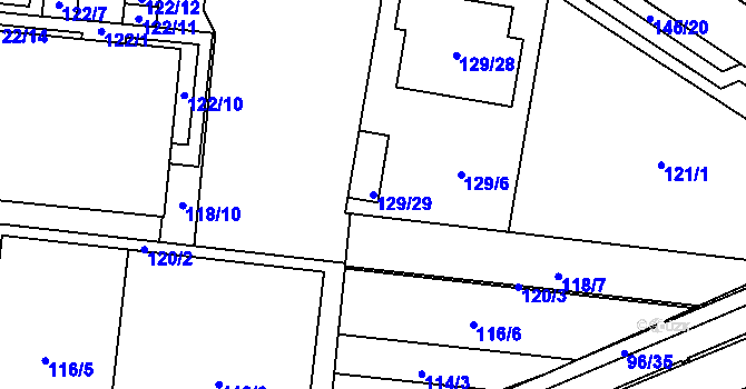 Parcela st. 129/29 v KÚ Sadová, Katastrální mapa