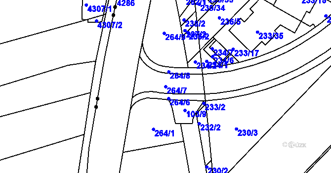 Parcela st. 264/7 v KÚ Sadová, Katastrální mapa