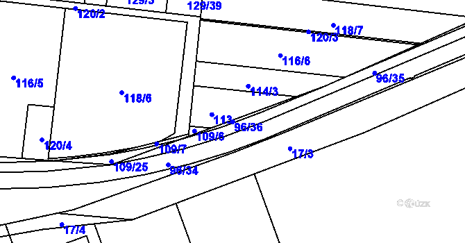 Parcela st. 96/36 v KÚ Sadová, Katastrální mapa