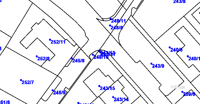 Parcela st. 243/17 v KÚ Sadová, Katastrální mapa
