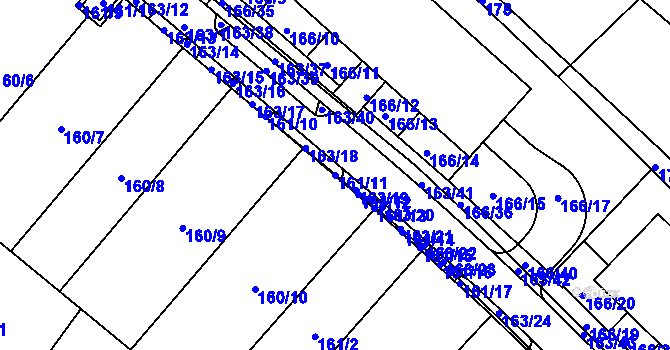 Parcela st. 161/11 v KÚ Sadová, Katastrální mapa