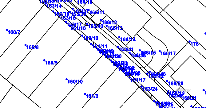 Parcela st. 161/13 v KÚ Sadová, Katastrální mapa