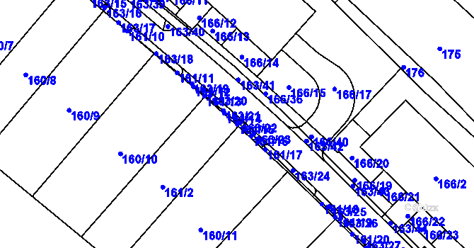 Parcela st. 161/15 v KÚ Sadová, Katastrální mapa