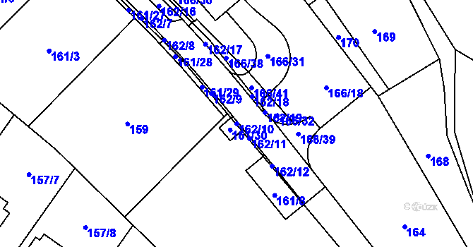 Parcela st. 162/10 v KÚ Sadová, Katastrální mapa