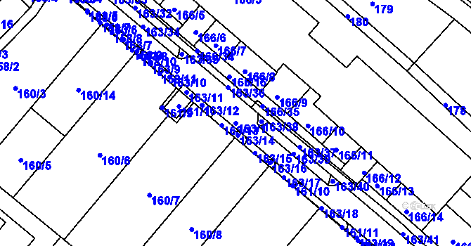 Parcela st. 163/1 v KÚ Sadová, Katastrální mapa