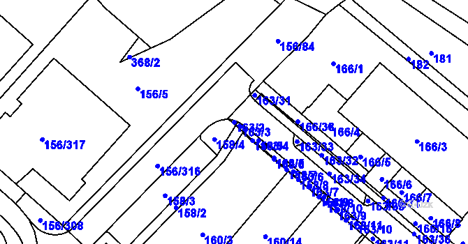 Parcela st. 163/2 v KÚ Sadová, Katastrální mapa