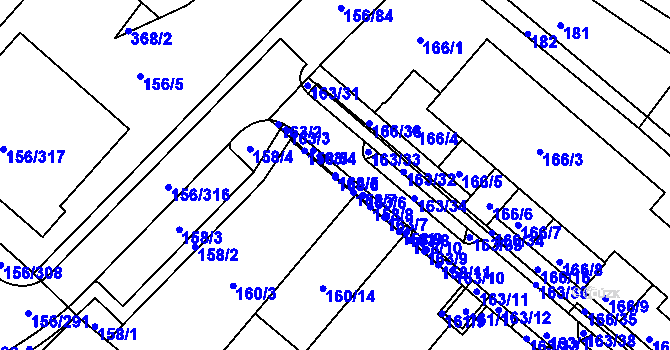Parcela st. 163/5 v KÚ Sadová, Katastrální mapa