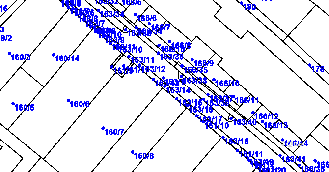 Parcela st. 163/14 v KÚ Sadová, Katastrální mapa