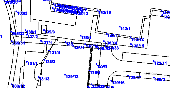 Parcela st. 136/18 v KÚ Sadová, Katastrální mapa