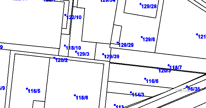 Parcela st. 129/39 v KÚ Sadová, Katastrální mapa