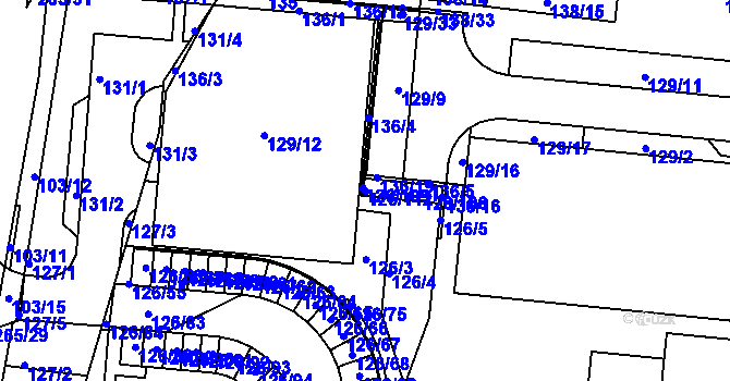 Parcela st. 126/112 v KÚ Sadová, Katastrální mapa