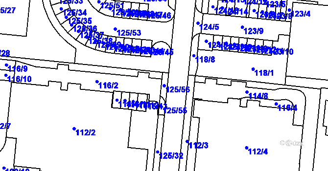 Parcela st. 125/56 v KÚ Sadová, Katastrální mapa