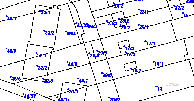 Parcela st. 29/3 v KÚ Řečkovice, Katastrální mapa