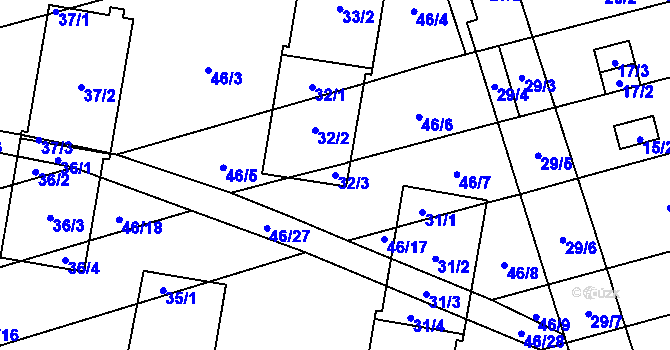 Parcela st. 32/3 v KÚ Řečkovice, Katastrální mapa
