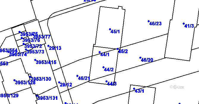 Parcela st. 44/1 v KÚ Řečkovice, Katastrální mapa