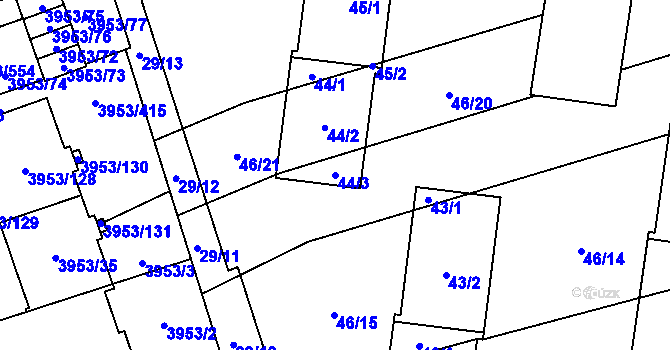 Parcela st. 44/3 v KÚ Řečkovice, Katastrální mapa