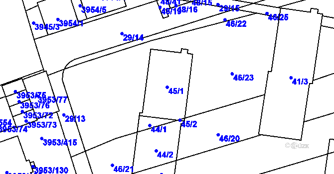Parcela st. 45/1 v KÚ Řečkovice, Katastrální mapa