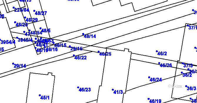 Parcela st. 46/25 v KÚ Řečkovice, Katastrální mapa