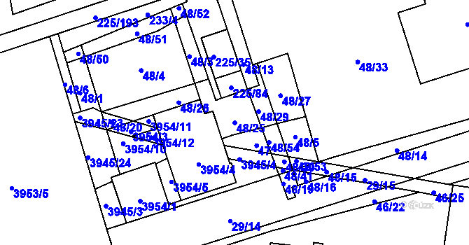 Parcela st. 48/25 v KÚ Řečkovice, Katastrální mapa