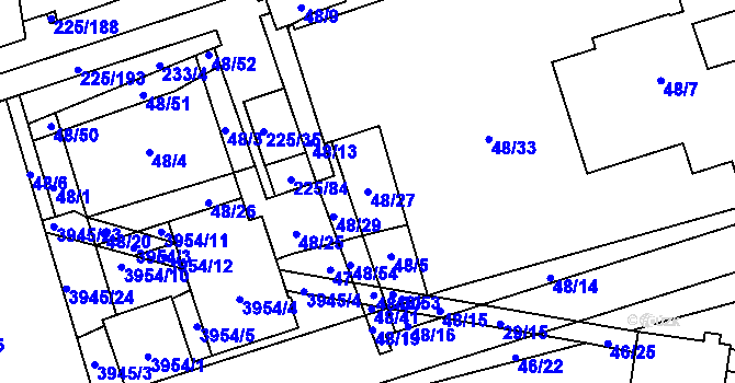 Parcela st. 48/27 v KÚ Řečkovice, Katastrální mapa