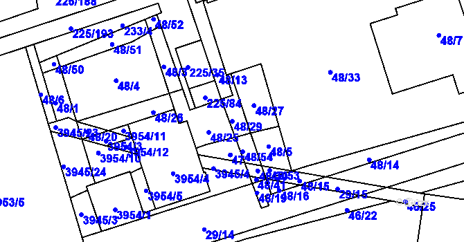 Parcela st. 48/29 v KÚ Řečkovice, Katastrální mapa