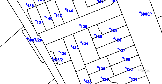 Parcela st. 131 v KÚ Řečkovice, Katastrální mapa