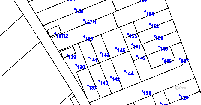 Parcela st. 143 v KÚ Řečkovice, Katastrální mapa
