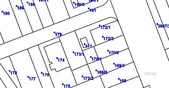 Parcela st. 171 v KÚ Řečkovice, Katastrální mapa