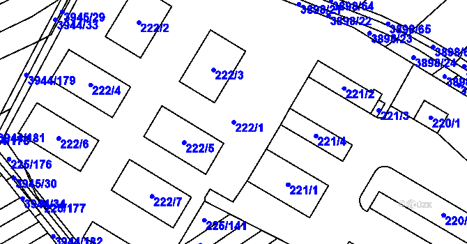 Parcela st. 222/1 v KÚ Řečkovice, Katastrální mapa