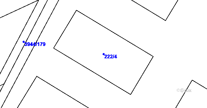 Parcela st. 222/4 v KÚ Řečkovice, Katastrální mapa