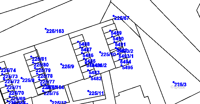 Parcela st. 225/10 v KÚ Řečkovice, Katastrální mapa
