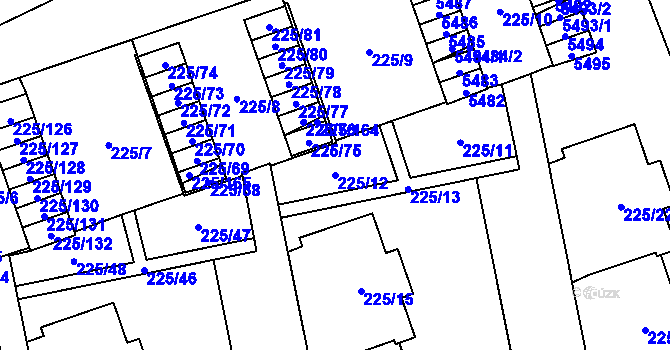 Parcela st. 225/12 v KÚ Řečkovice, Katastrální mapa