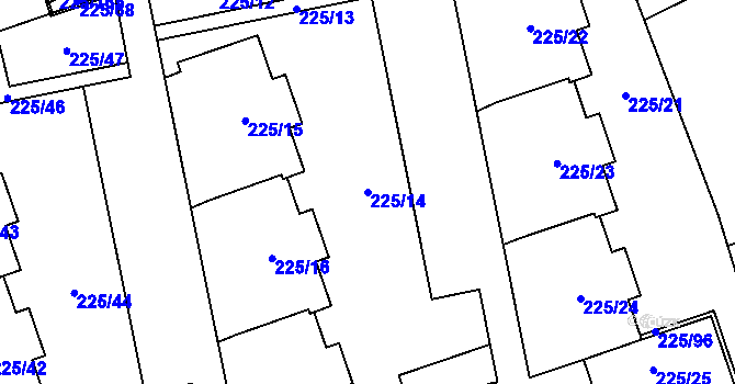 Parcela st. 225/14 v KÚ Řečkovice, Katastrální mapa