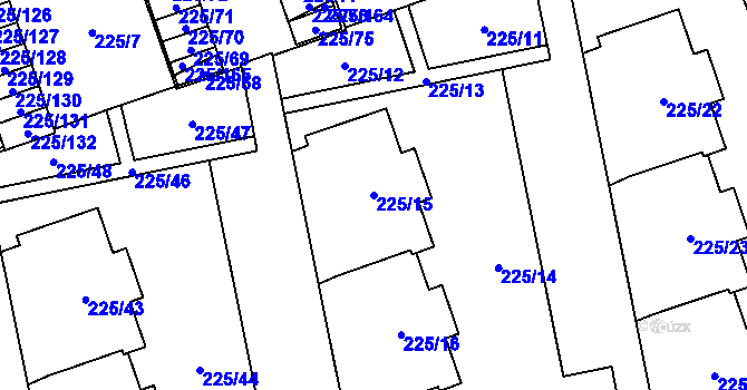 Parcela st. 225/15 v KÚ Řečkovice, Katastrální mapa