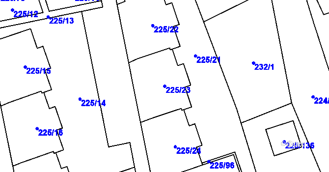 Parcela st. 225/23 v KÚ Řečkovice, Katastrální mapa