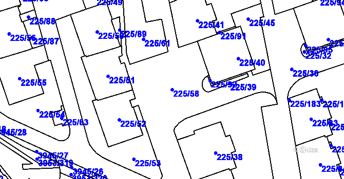 Parcela st. 225/58 v KÚ Řečkovice, Katastrální mapa