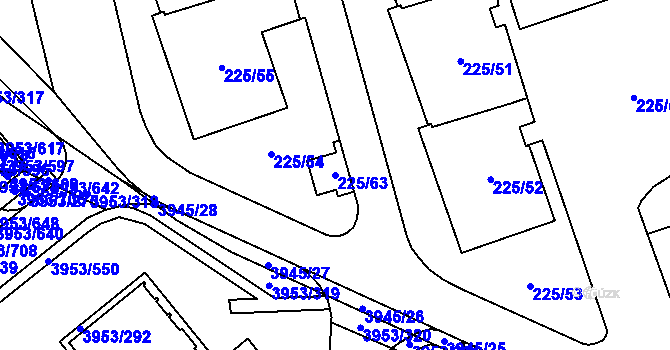 Parcela st. 225/63 v KÚ Řečkovice, Katastrální mapa